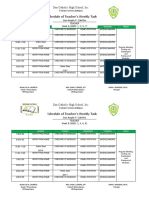 Schedule of Teacher's Weekly Task: Dao Catholic High School, Inc