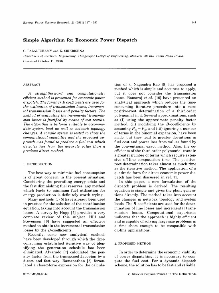 1991-Simple Algorithm For Economic Power Dispatch | PDF | Equations ...
