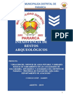 Certificado de Inexistencia de Restos Arqueológicos: Municipalida Distrital de Pararca