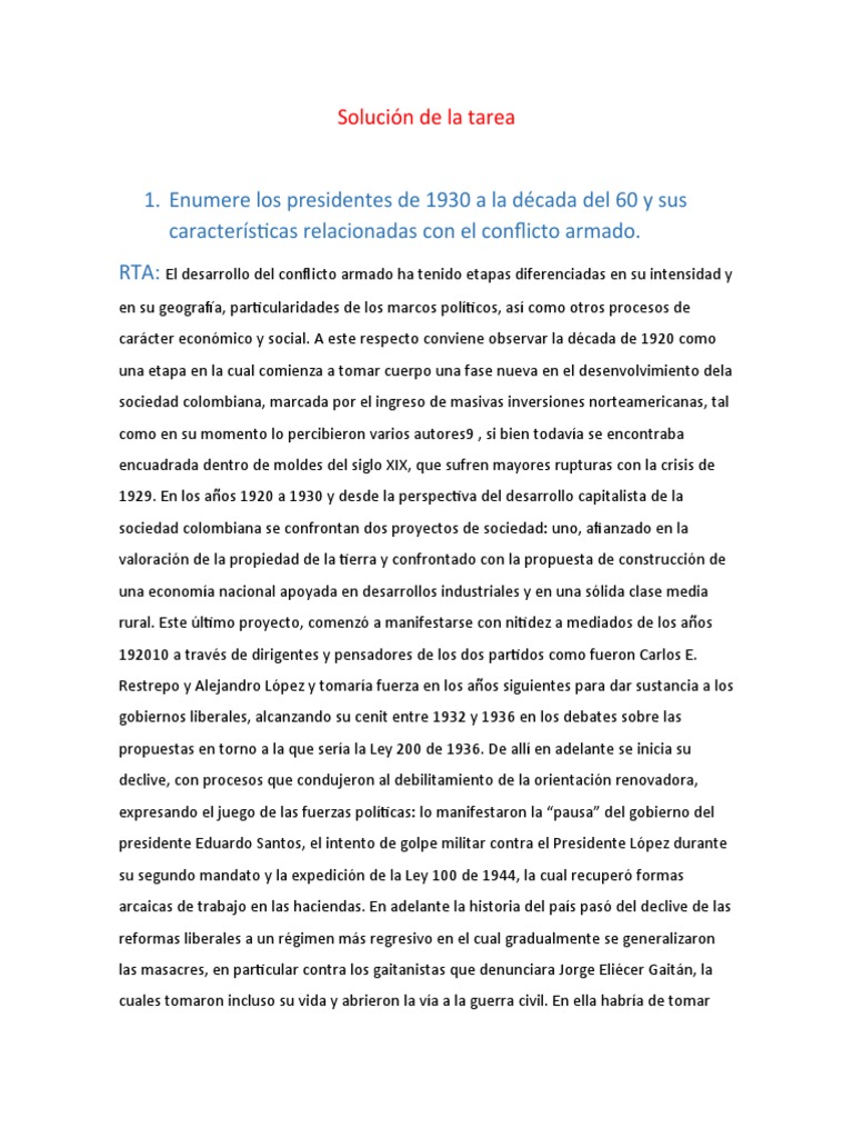 Historia del Conflicto Armado en Colombia | PDF | Colombia | Guerra de ...