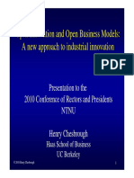 Open Innovation and Open Business Models: A New Approach To Industrial Innovation