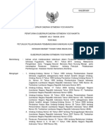 Pergub DIY No. 40.2 Tahun 2010 TTG Petunjuk Pelaksanaan Pembangunan Kawasan Hunian Sementara