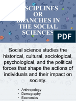 Disciplines or Branches in the Social Sciences