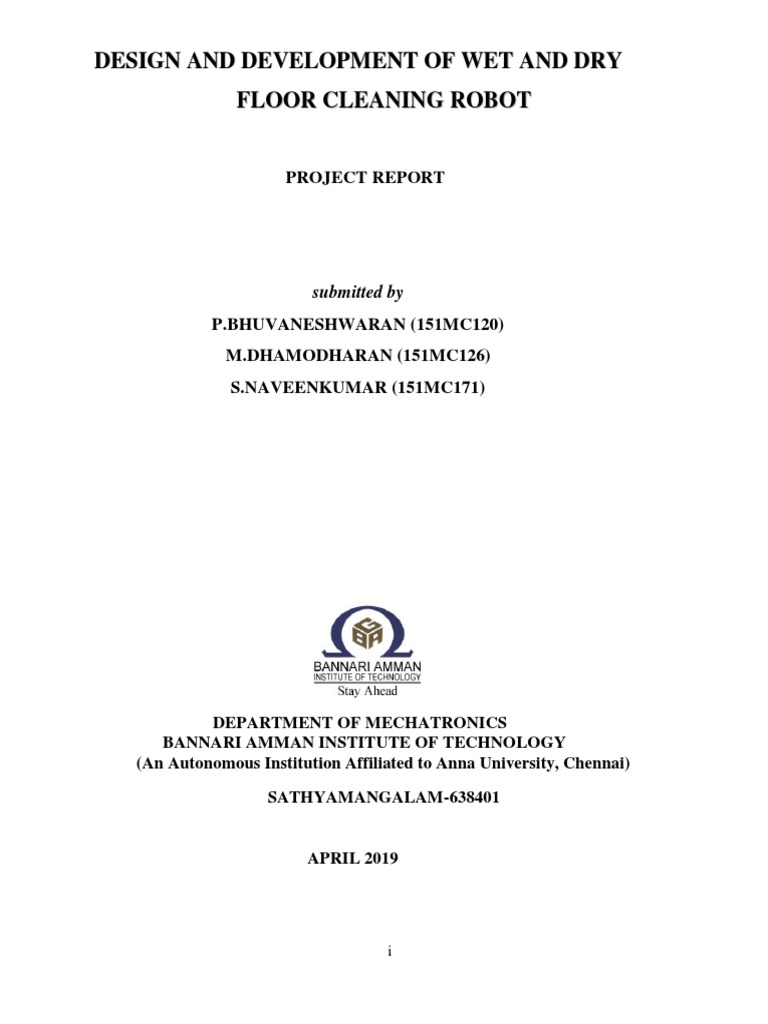 Floor Cleaning Robot Report PDF Relay Electric Motor