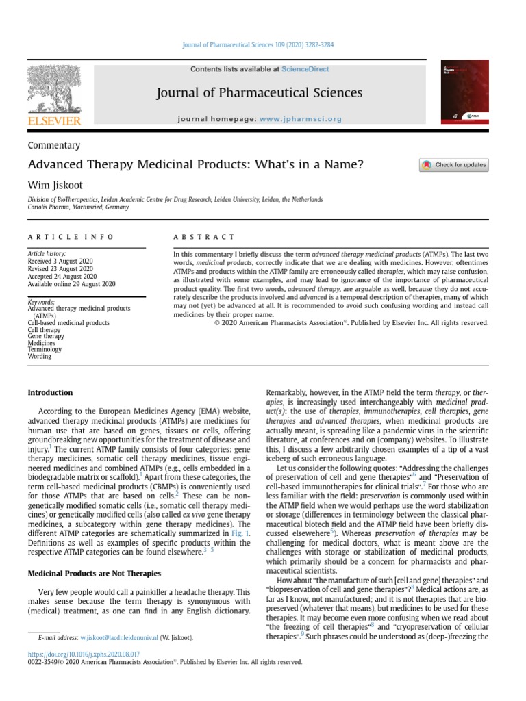 202008 Advanced Therapy Medicinal Products What's in A Name PDF