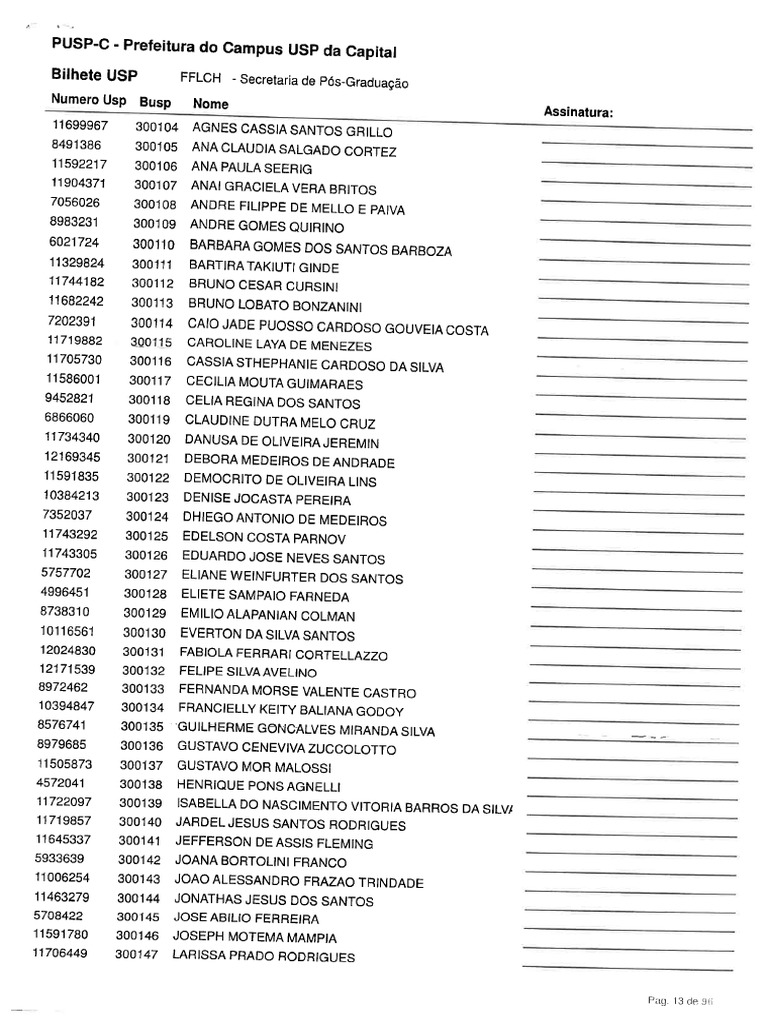 Listas de Cartões BUSP Prontos | PDF