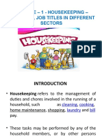 Lecture - 1 - Housekeeping - Definition, Job Titles in Different Sectors
