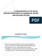 Lecture:3 & 4:organisation of The House Keeping Department in Commercial Sector and Welfare Sectors