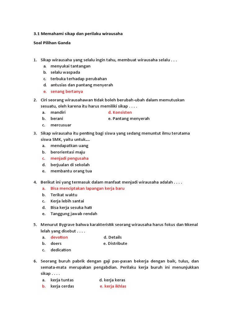 4 1 1 Sikap Perilaku Wirausaha