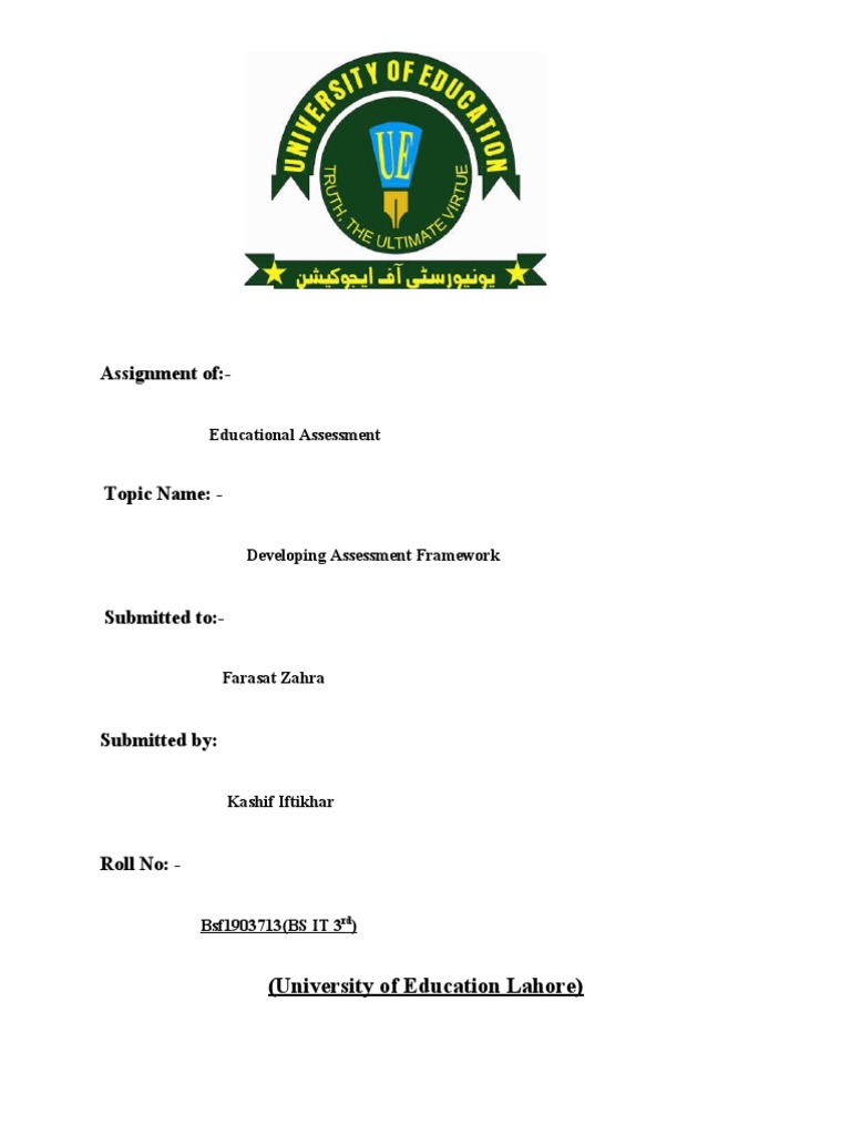 Developing an Assessment Framework | PDF | Educational Assessment ...