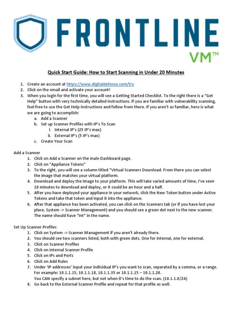 Quick Start Guide for Frontline Scanning | PDF | Image Scanner | Ip Address