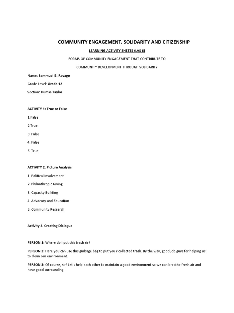 Community Engagement and Solidarity Activities | PDF
