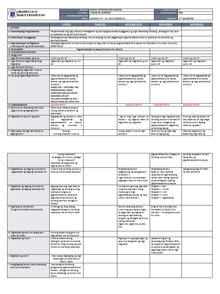 DLL - Esp 5 - Q2 - W2 | PDF