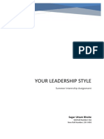 Your Leadership Style: Summer Internship Assignment