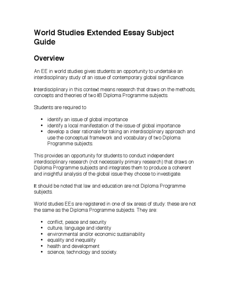 World Studies Extended Essay Guide | PDF | Evaluation | Essays