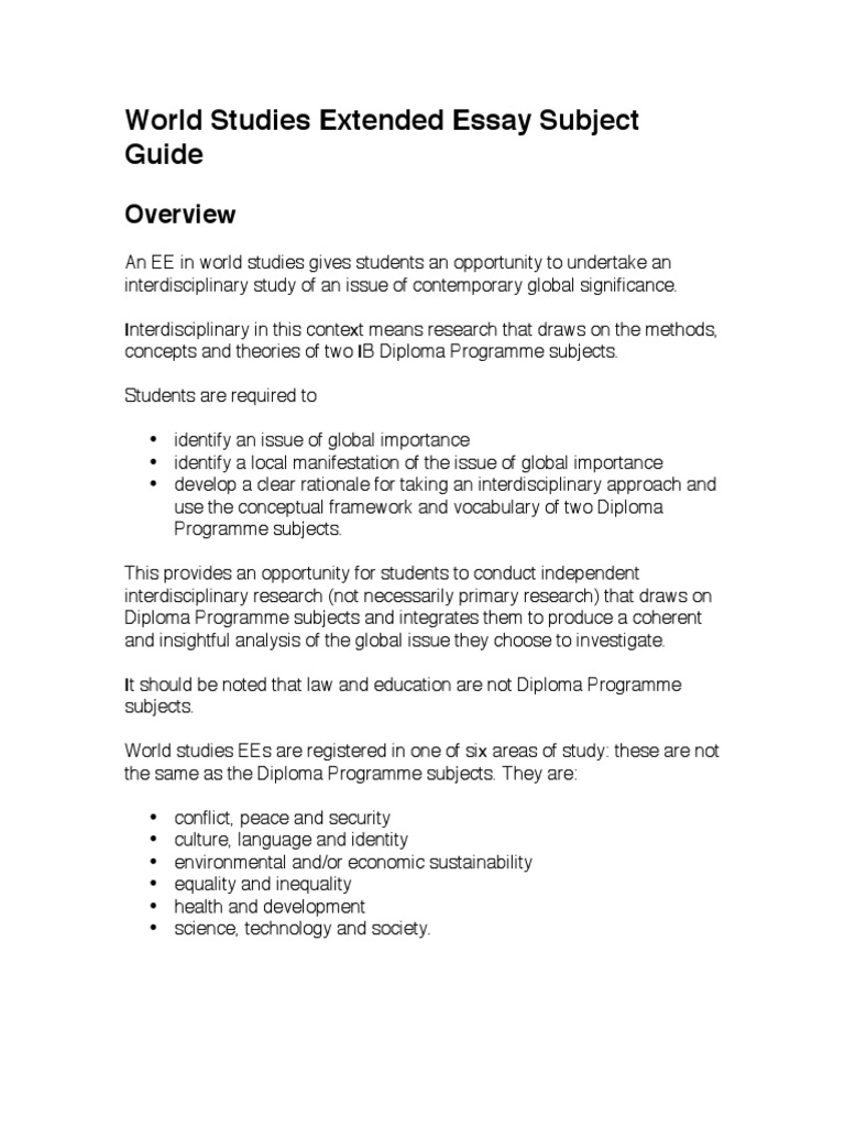 example world studies extended essay