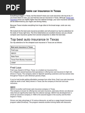SEO - Best Auto Insurance in Texas