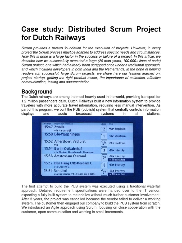 Agile Success with Dutch Railways Scrum | PDF | Scrum (Software ...