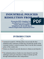 Industrial Policies Resolution From 1948: Presented BY:-Saqlain Nazir