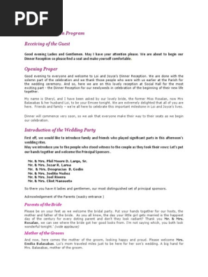 Wedding Emcee Script Pdf Wedding Bride