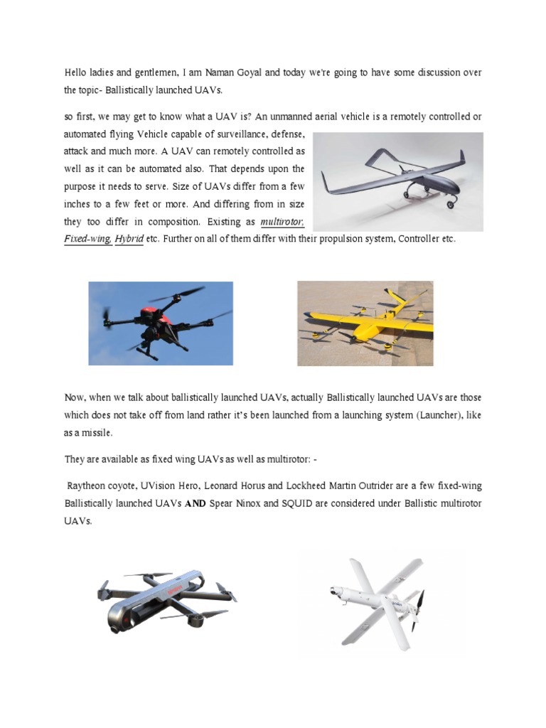 Ballistic UAVs College Final Report | PDF | Military Technology