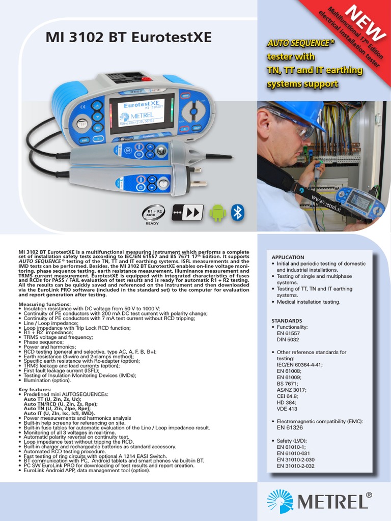 Mi 3102 BT Eurotestxe: Auto Sequence Tester With TN, TT and It Earthing ...