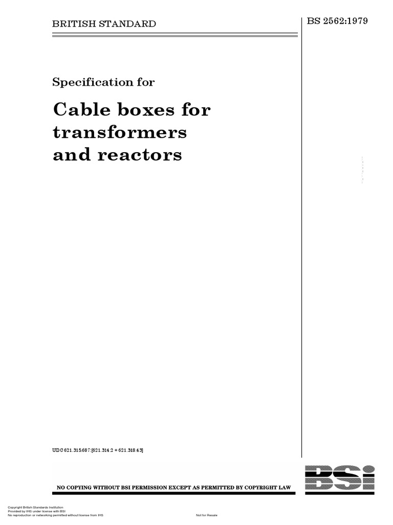 BS 2562 Cable Boxes For Transformers and Reactors PDF Insulator