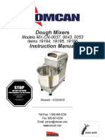 Dough Mixers Instruction Manual: Models MX-CN-0037, 0043, 0053 Items 19194, 19195, 19196