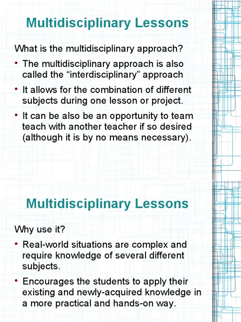 Multidisciplinary Approach in Teaching | PDF | Interdisciplinarity ...