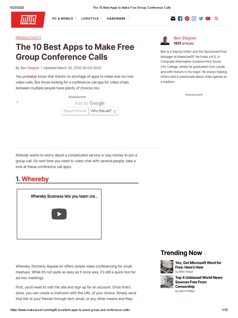 The 10 Best Apps To Make Free Group Conference Calls | PDF | Mobile App ...