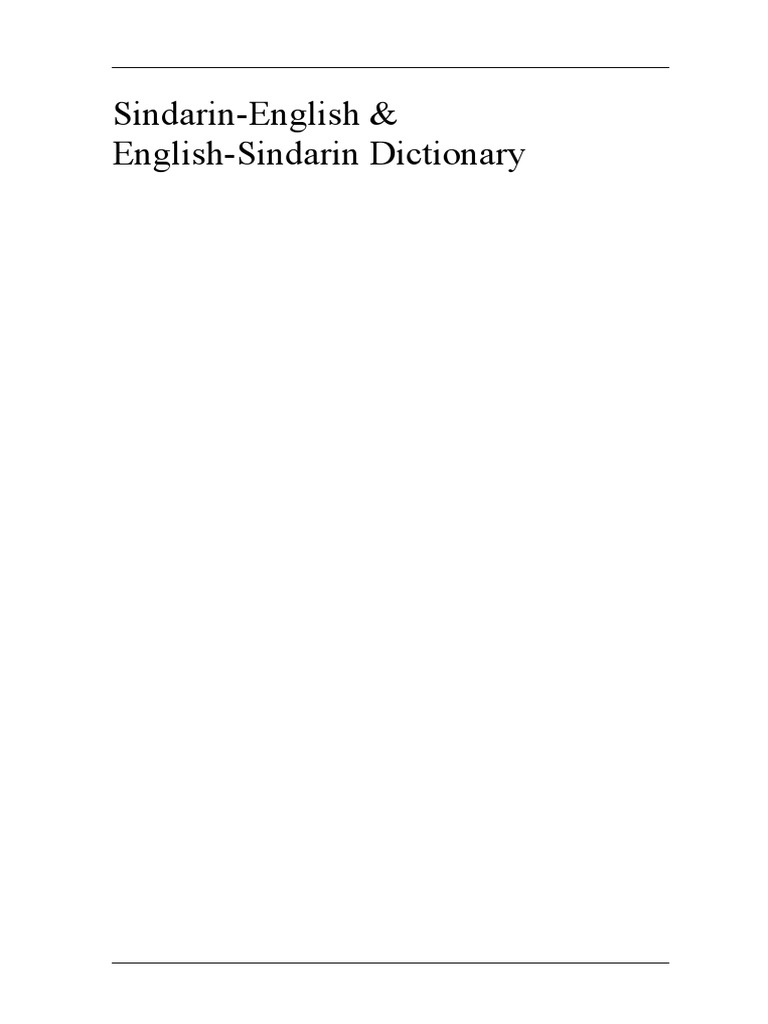 SindarinEnglish Dictionary 2nd Edition PDF Middle Earth J. R