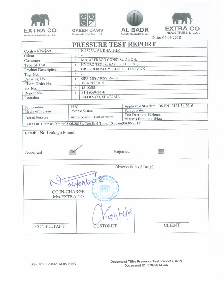Pressure Test Report PDF