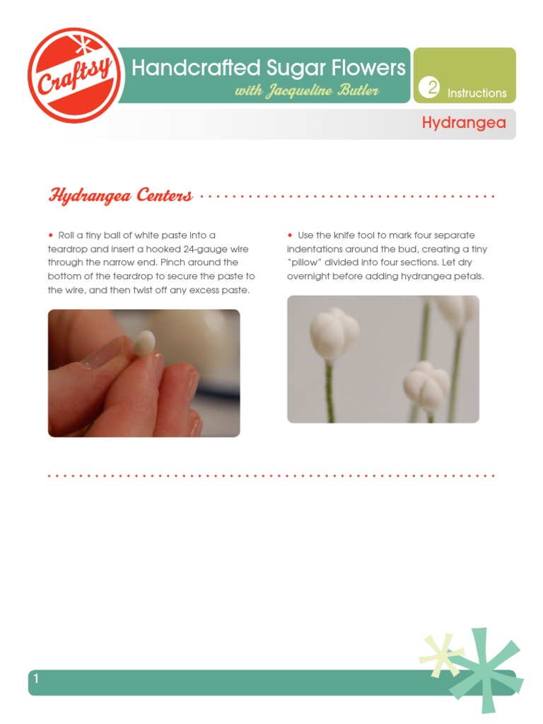 Handcrafted Sugar Flowers: Hydrangea Centers | PDF | Petal | Plants