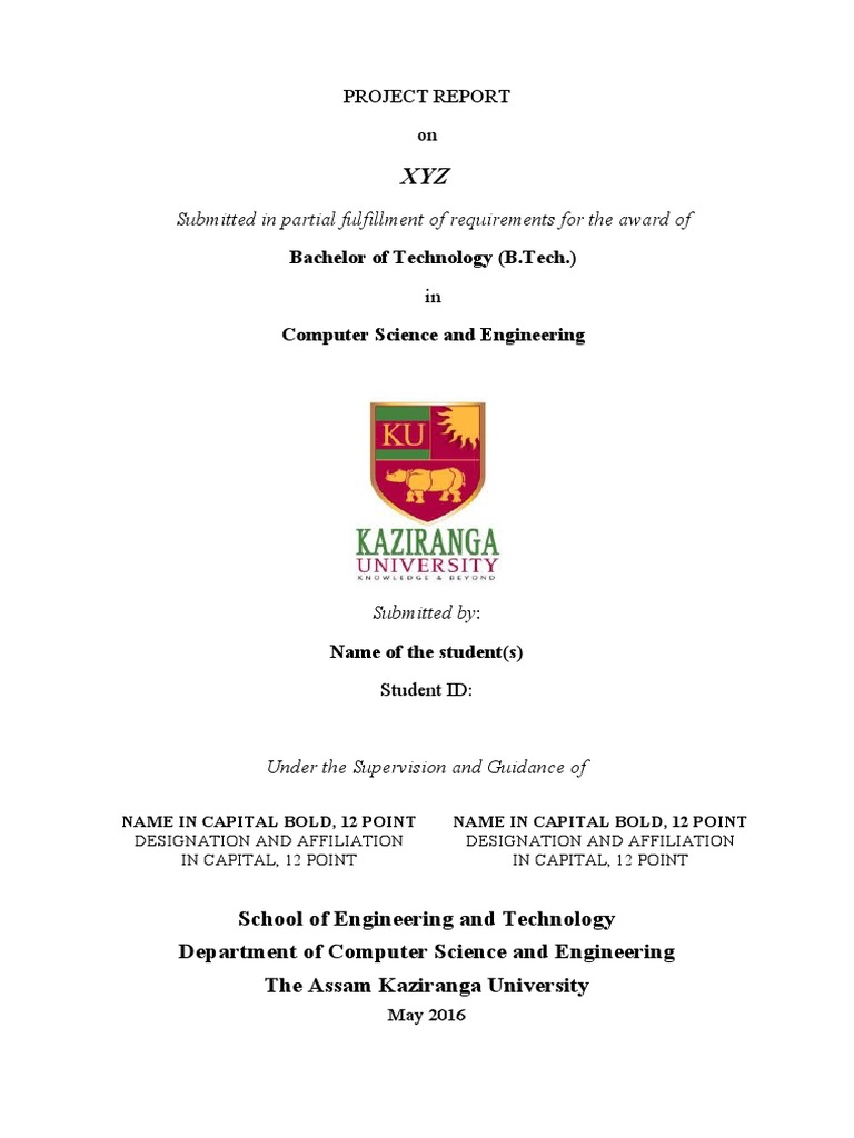 Project Report Format Ug | PDF | Times New Roman