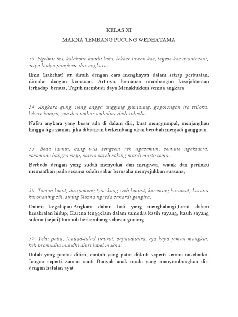 Serat Wedhatama Pupuh Pucung Pdf