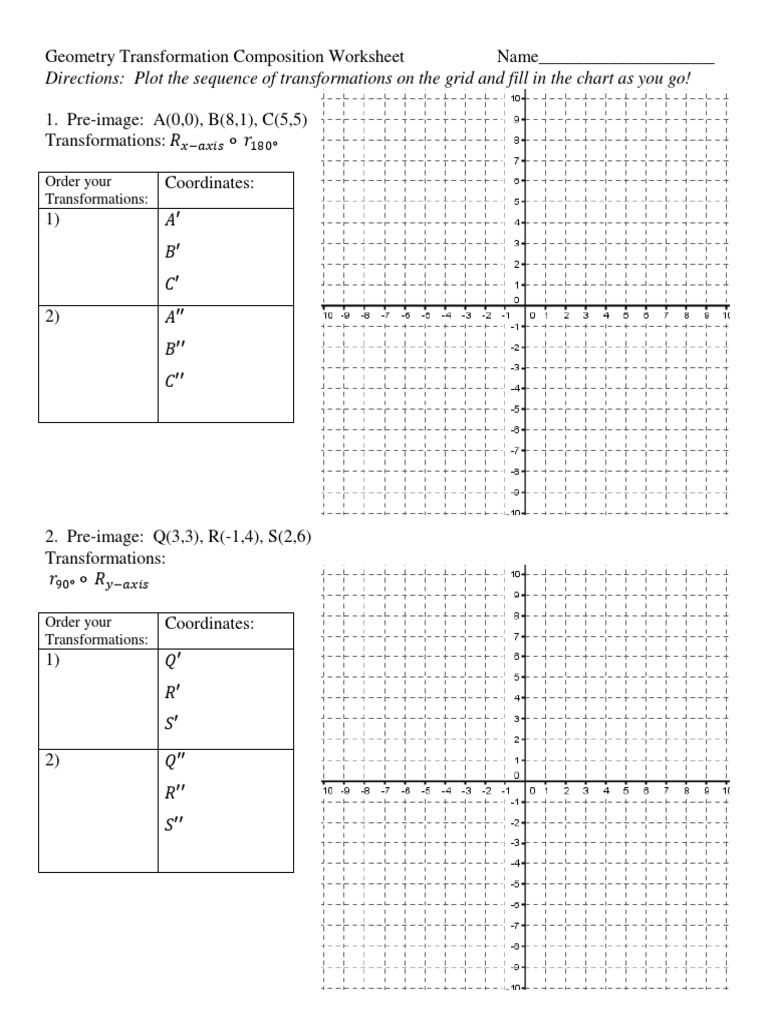 20 - Composition of Transformations  PDF Throughout Geometry Transformation Composition Worksheet