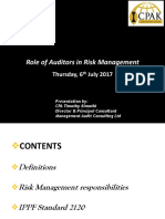 Role of Auditors in Risk Management: Thursday, 6 July 2017