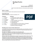 Reading Practice: Social Media Influencers