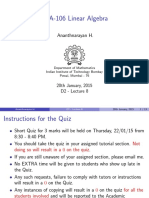 Linear Algebra Short Quiz Instructions