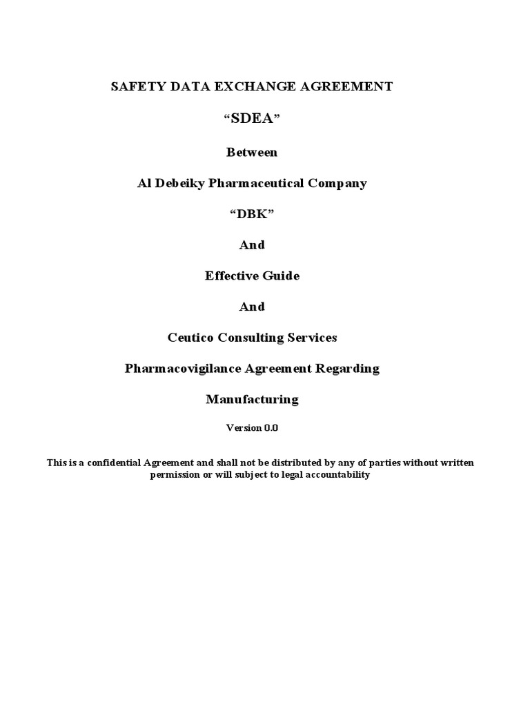 Safety Data Exchange Agreement Overview | PDF | Pharmacovigilance ...