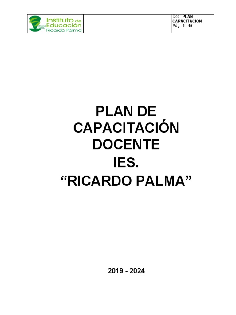 Plan de Capacitacion Docente | PDF | Maestros | Aprendizaje