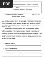 Prova de Artes para 3º Ano Escolar | PDF