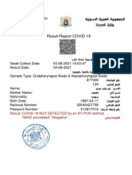 Syrian Arab Republic Ministry of Health Result Report COVID 19
