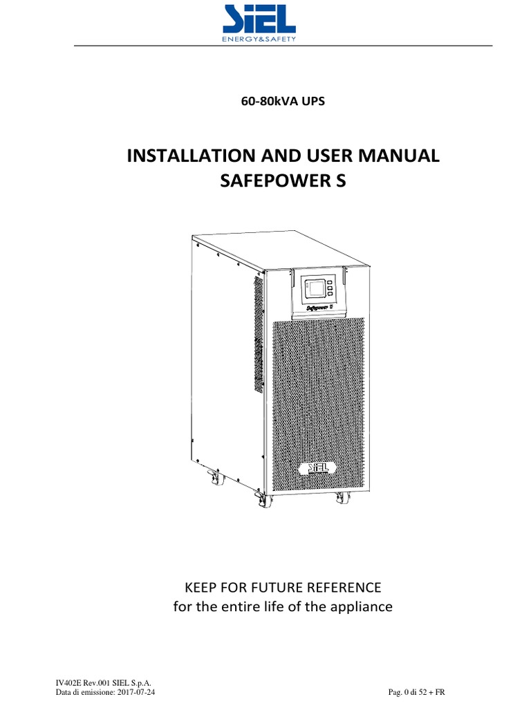 Installation and User Manual Safepower S: 60-80kVA UPS | PDF | Power ...