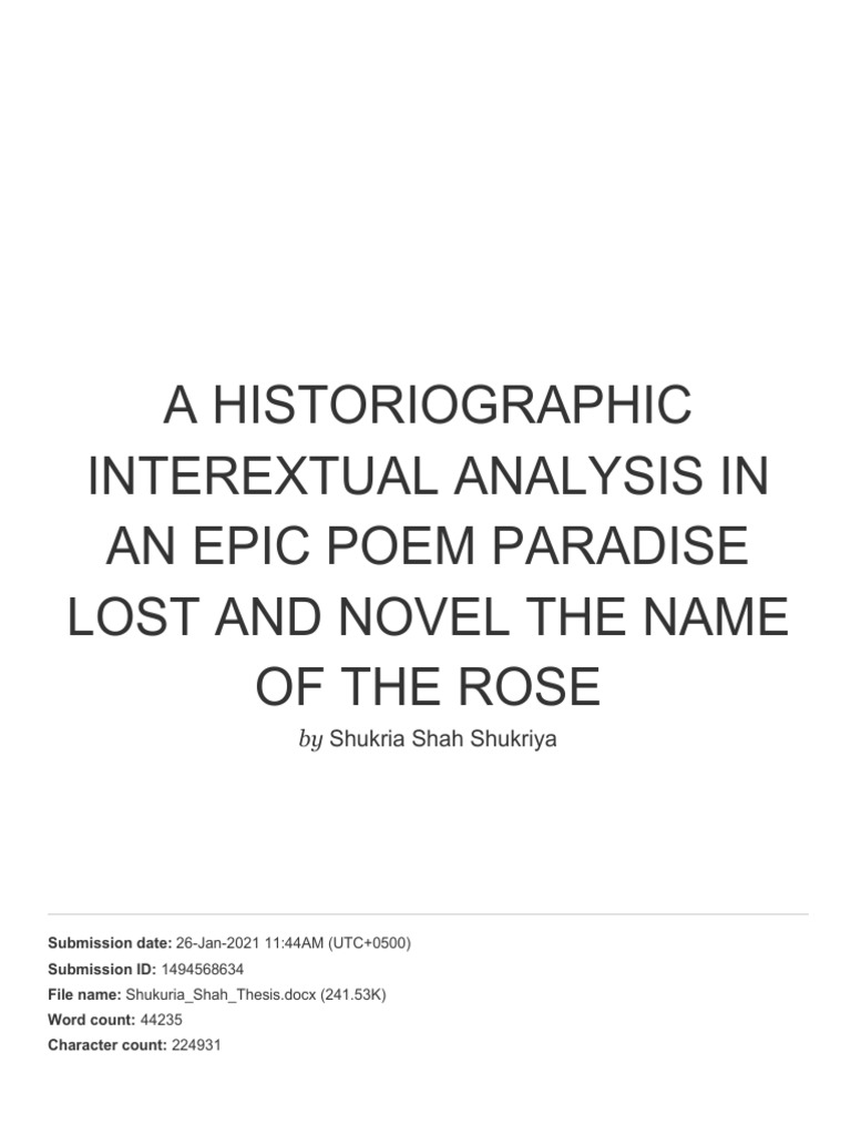 Intertextual Analysis of Milton and Eco | PDF