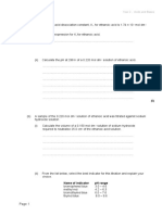 Q1. The Value of The Acid Dissociation Constant, K: Year 2 - Acids and Bases