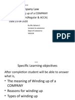 Subject:Company Law: Topic:Winding Up of A COMPANY