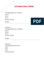 Exponents and Powers Class 7 MCQs