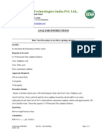 Electrochem Technologies India Pvt. LTD.,: Analysis Instructions