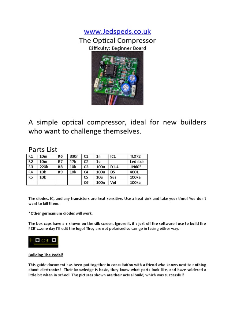 A Beginner's Guide to Building the Optical Compressor Pedal | PDF ...